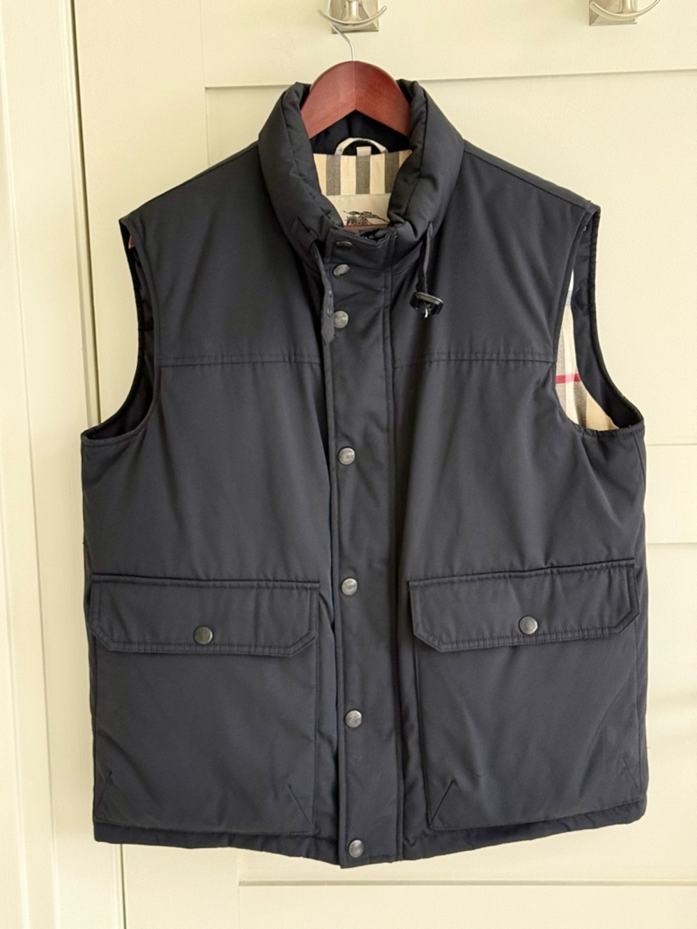 Burberry Black Quilted Vest with Signature Check Lining